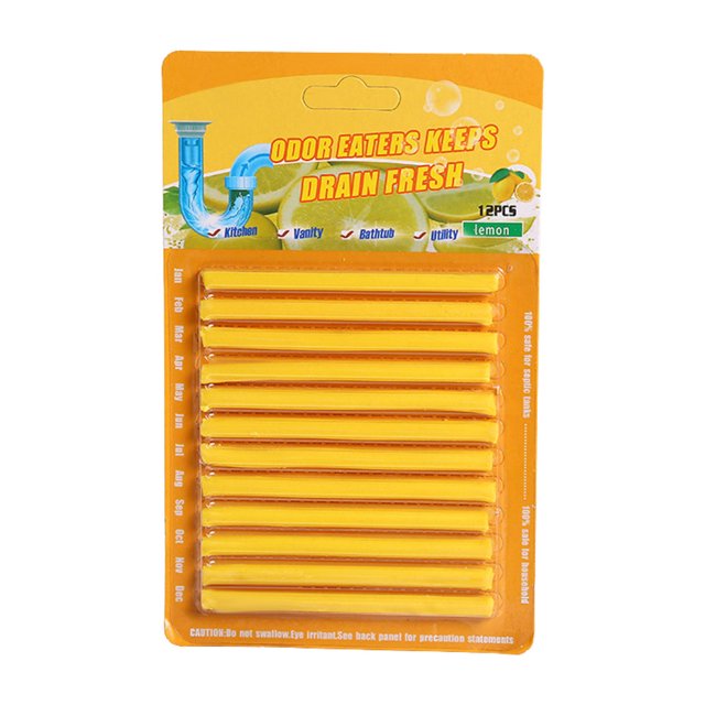 12 Pcs Drain Cleaner Sticks Sets NonToxic Sink Clean Deodorizer Tools