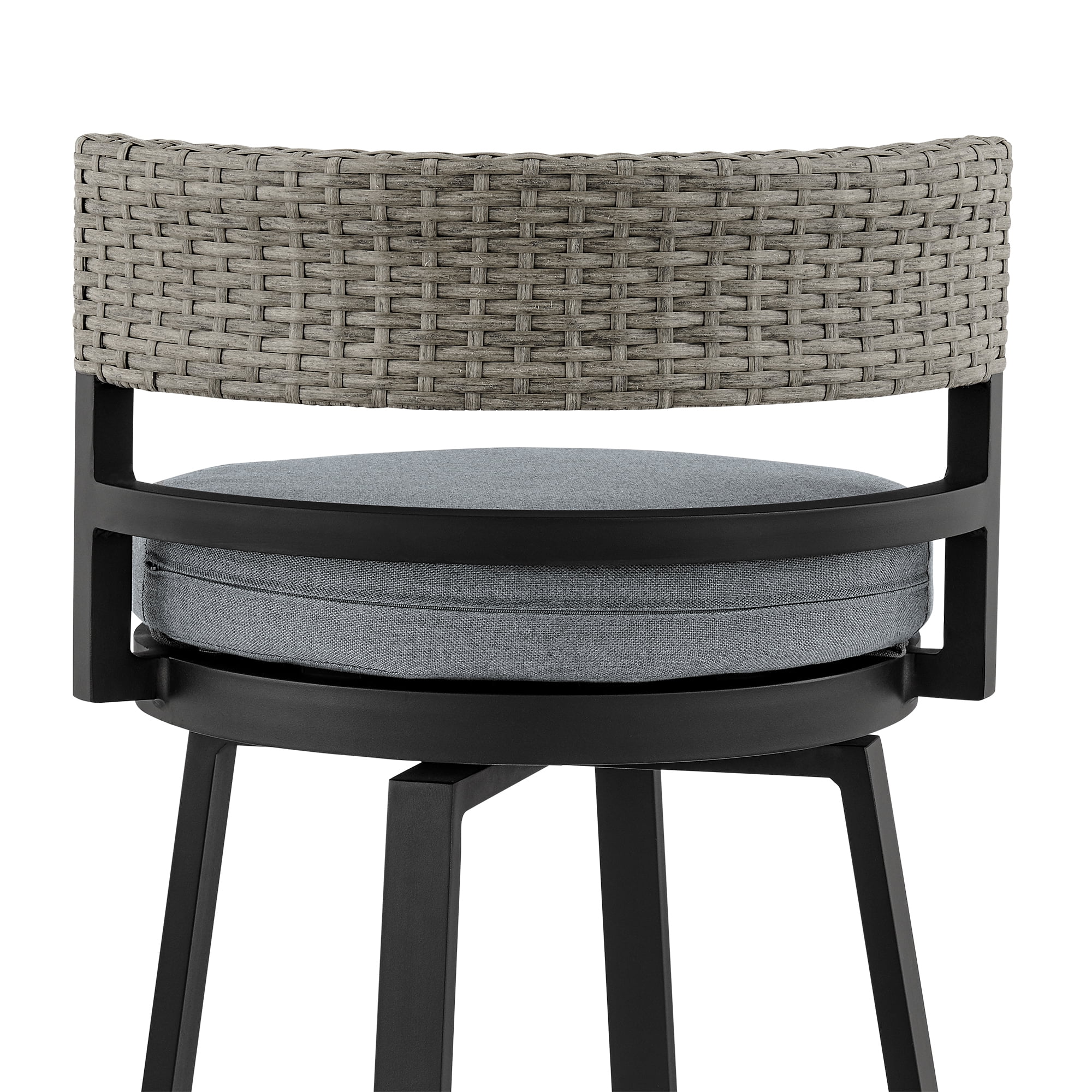 Armen Living Encinitas 30" Aluminum Outdoor Swivel Bar Stool in Dark Gray/Black