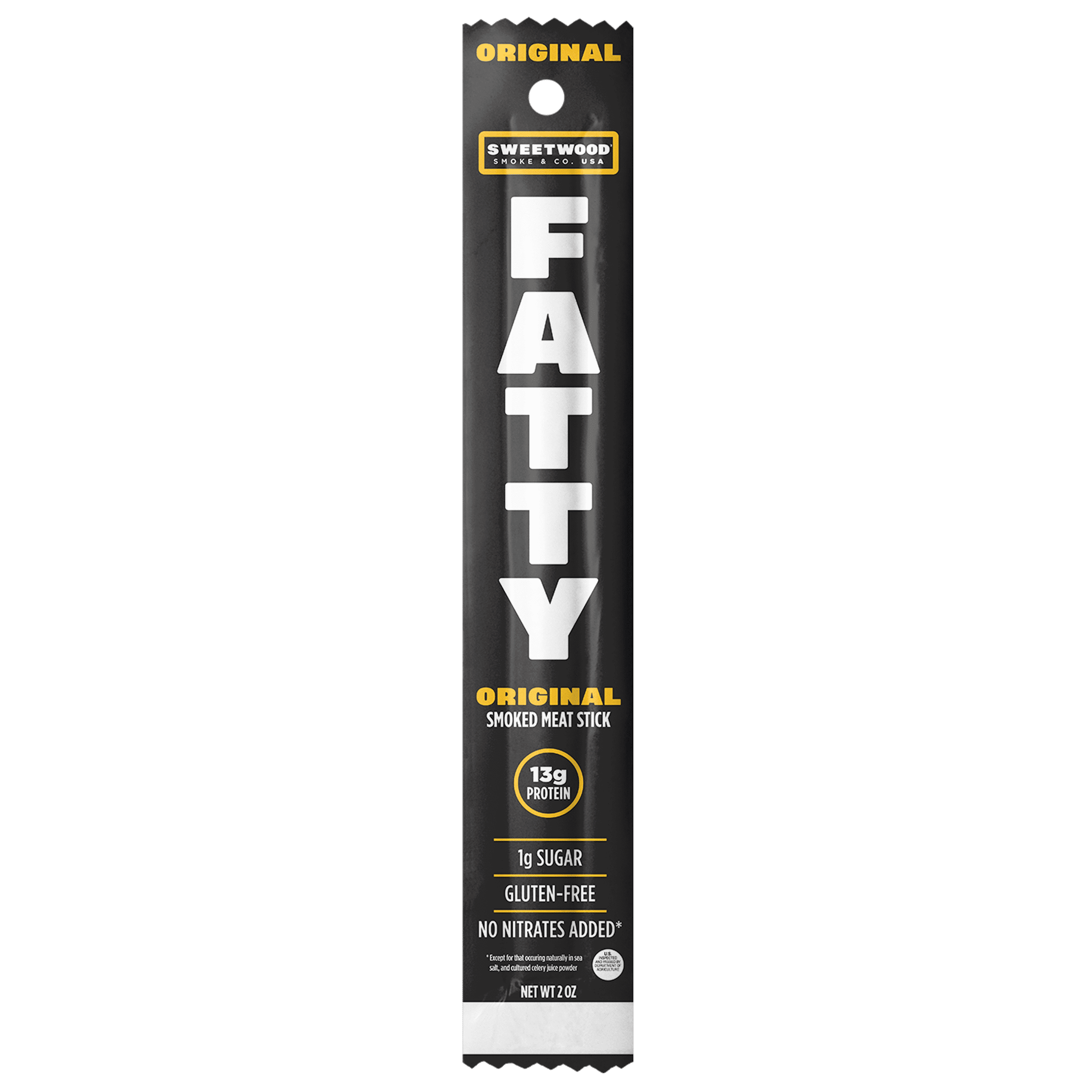 FATTY Meat Sticks, Made with Grass Fed Beef, Pork Raised Without Antibiotics, 13g Protein Per Stick, Original, 2 oz.