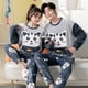 thumbnail image 1 of Conjunto de pijama de felpa de franela cálida para hombre y mujer, ropa de dormir de manga larga con cuello redondo, dibujos animados dulces, 32 estilos, Invierno, 1 of 4
