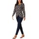 thumbnail image 2 of Camisetas Casual de Manga Larga con Cuello Redondo y Dobladillo Asimétrico Floral INSPIRE CHIC Negro S, 2 of 5