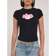 thumbnail image 3 of Argulvti Women T-shirt, Crew Neck Short Sleeve Flower Print Polyester Slim Fit Summer Tops for Casual Daily, 3 of 8