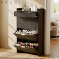 thumbnail image 1 of QinaQin Slim Three-Compartment Shoe Cabinet with a 31.5-Inch Recessed Design, Adjustable Shelves, and Freestanding Entryway Storage Unit, 1 of 9