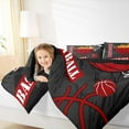 thumbnail image 5 of Feelyou Cartoon Basketball Print Bedding Comforter Set, Black Red Graffiti Twin Comforter Sets, Ball Sport Game Reversible Bedding Set, Breathable Home Decor, 2pcs, 5 of 9