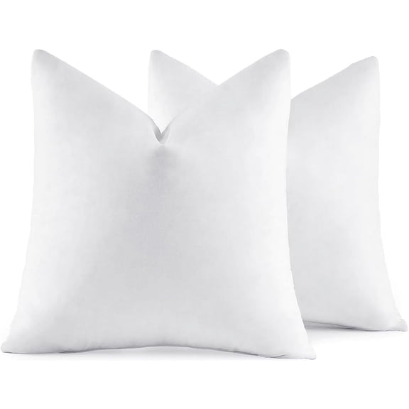 16x16 Pillow Inserts,Set of 2 Down Feather Throw Pillows for Couch Sofa Bed, Decorative Fluffy Throw Pillow Inserts Cotton Fabric,White