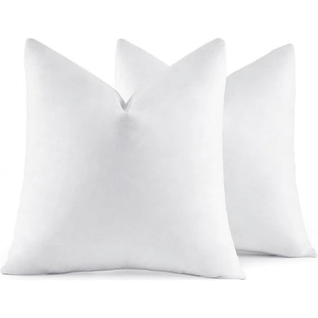 MIULEE 24x24 Euro Pillow Inserts, Set of 2 Down Feather Throw Pillows for Couch Sofa Bed, Decorative Fluffy Throw Pillow Inserts Cotton Fabric,White