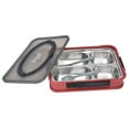 thumbnail image 3 of Bandeja multifuncional de acero inoxidable con compartimentos para la cena, ideal para estudiantes, comedor escolar, color rojo espino (4 compartimentos)., 3 of 14