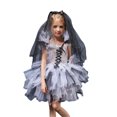 thumbnail image 3 of SAYOO Disfraz de novia fantasma para niñas, vestido de tutú de novia zombie de lujo con juego de velo de novia SAYOO Moda, 3 of 9