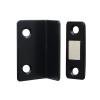 Tope magnético para puerta, gabinete sin perforaciones, atrapa herrajes delgados en forma de L (negro)