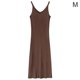 thumbnail image 1 of Vestido Con Cuello En V Sin Mangas De Punto Color Sólido Vestido Largo Y Delgado Sexy, Marrón, M AweSitey AP001368-10B, 1 of 7