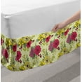 thumbnail image 2 of Floral Bed Skirt, Continuous Illustration of Naive Nature Style Spring Style Blossoms, Elastic Bedskirt Dust Ruffle Wrap Around for Bedding Decor, 4 Sizes, Pastel Green Multicolor, by Ambesonne, 2 of 2