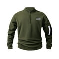 thumbnail image 2 of ZCFZJW Mena Patriotic Sweatshirts Loose Regular Fit Casual 1/4 Zip up Fall Winter USA Flag Embroidery Long Sleeve Stanc Collar Pullover Tops Army Green XXXL, 2 of 9