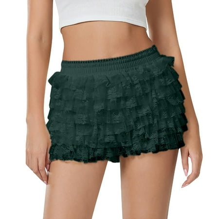 Womens Athletic Shorts Lolita Cute Ruffle Shorts Lace Pumpkin Boyshorts Layered Bottoms Summer Shorts Women GN2 S