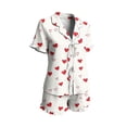 thumbnail image 7 of Bxsruta Women's 2 Piece Short Sleeve Button Front Pajama Set Collared Top Elastic Waist Shorts Soft Breathable Loose Fit Stretchy Lightweight Fabric Casual Loungewear Sleepwear, 7 of 7