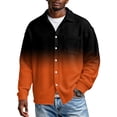 thumbnail image 2 of Hearthz S-4XL Plus Size Waffle Loose Long Sleeve Shirts for Men Big and Tall Collared Gradient Button Down Shirts Men Textured Knit Shirt Jacket with Pockets, 2 of 5