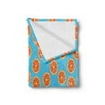 thumbnail image 2 of Tangerine Soft Flannel Fleece Throw Blanket, Repetitive Pattern with Round Slices of Exotic Citrus Fruit, Cozy Plush for Indoor and Outdoor Use, 60" x 80", Sky Blue Burnt Orange, by Ambesonne, 2 of 5