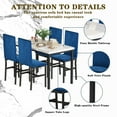 thumbnail image 5 of 4-person dining table set, modern artificial marble dining table set, kitchen table and chair set of 4 pieces, with 4 PU leather chairs, suitable for small spaces, apartments, restaurants,Blue, 5 of 8