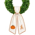 thumbnail image 7 of Fall Pumpkin Embroidery Wreath Sash for Front Door and Mantel - Linen Fabric Ribbon with Scalloped Edges, Reusable Thanksgiving Decor, Knot Wrap for Wreaths A, 7 of 7