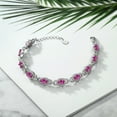 thumbnail image 5 of Gem Stone King 9.10 Cttw Oval Pink Created Sapphire Tennis Bracelet for Women | 925 Sterling Silver | Gemstone Birthstone | Oval 6X4MM | 7 inch with 1 inch Extender, 5 of 5