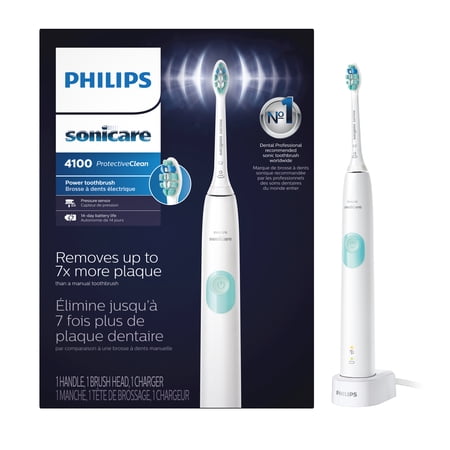 Philips Sonicare ProtectiveClean 4100 Plaque Control, Rechargeable electric toothbrush with pressure sensor, White