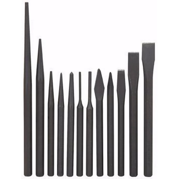 12 Piece Punch and Chisel Set, Includes 3 drift punches, 3 cold chisels