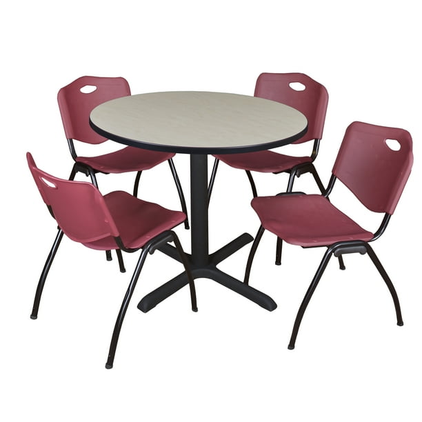 Cain 36 Maple Round Breakroom Table And 4 M Stack Chairs Multiple Colors Com Cain 36 Maple Round Breakroom Table, Round Maple Table And 4 Chairs