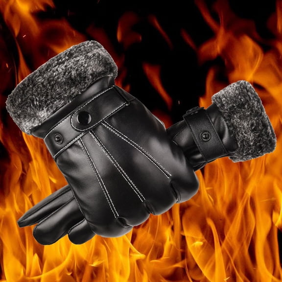 EQWLJWE Men Leather Winter Warm Motorcycle Ski Snow Snowboard Gloves Gloves Holiday Clearance