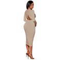 thumbnail image 4 of Drawstring Backless Slim Fit Dress,Zip Front Long Sleeve Solid Color Slim Fit Dress Slim Fit Long Sleeve Dress Effortless Installation, 4 of 5