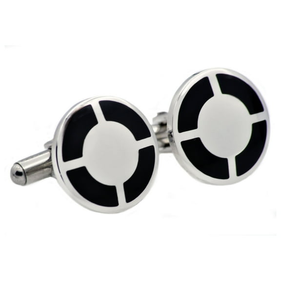 Mens Fancy Black Plated Stainless Steel Cuff Links