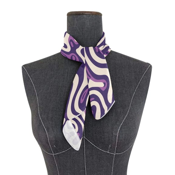 Square Scarf 24x24 Inch Purple Abstract Artwork Pattern Silky Satin Sun Protection Neck Scarf for Women Multi-Purpose Head Wrap Bandana for Hair Bag Decoration
