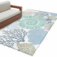 thumbnail image 2 of Ocean Conch Washable Area Rugs 2.7'x5', Coral Blue Abstract Art Texture Low Pile Throw Living Room Rug Non-Slip Sturdy Edge Binding Carpet for Indoor Entryway Bedside Kitchen, 2 of 9