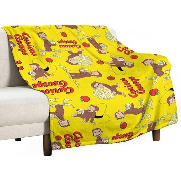 Curious George Blanket Super Soft Throw Blanket Flannel Ultra-Soft Micro Fleece Blanket For Couch Bed Sofa Travelling Camping 40"x50"