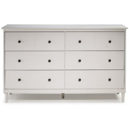 6 Drawer Solid Wood Dresser In White, Solid Wood 6 Drawer Tall Dresser