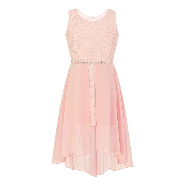 Oyolan Robe de Demoiselle d'Honneur Sans Manches à Paillettes avec Strass en Chiffon Rose 8