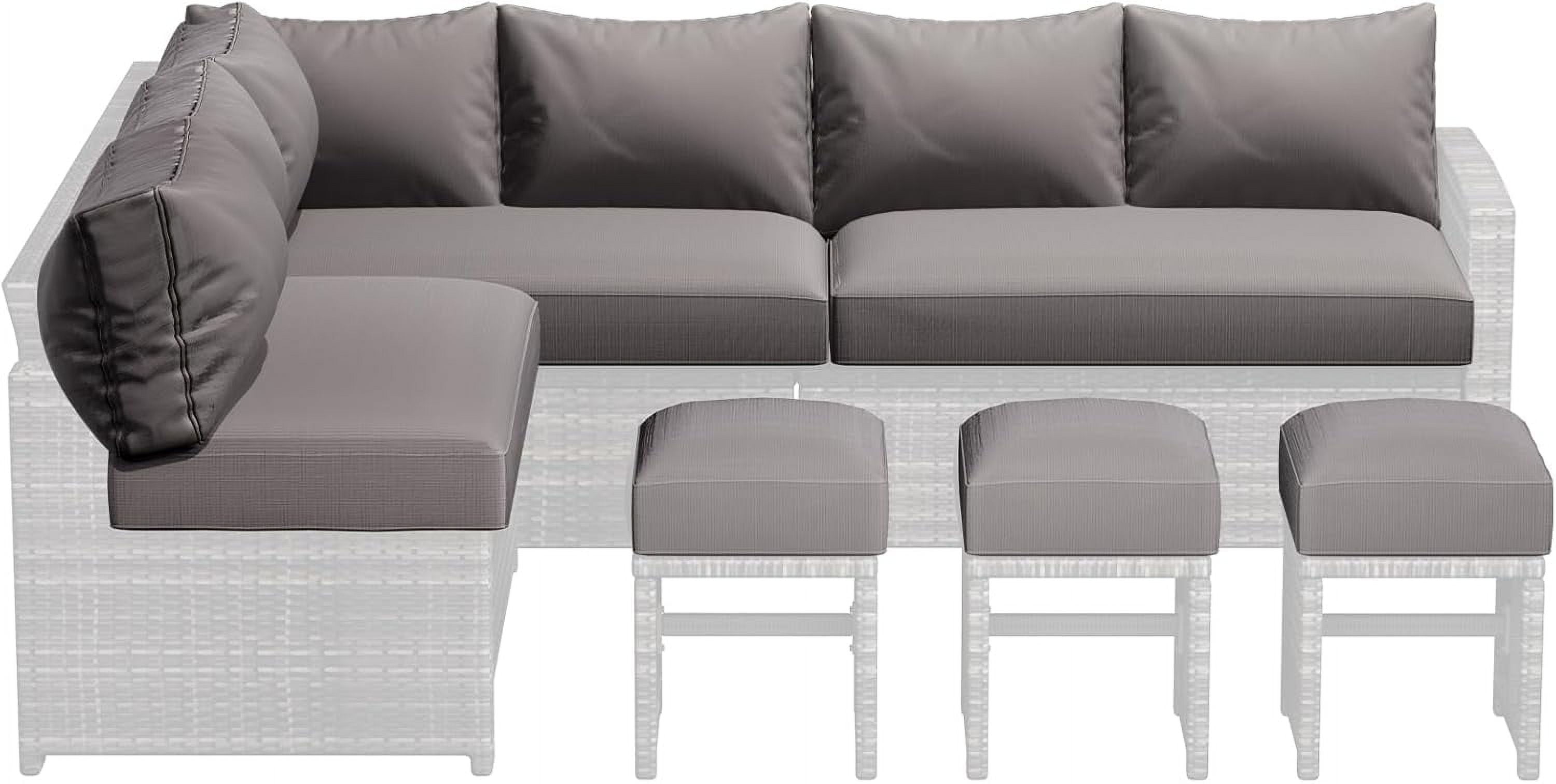 YODOLLA Outdoor Cushions, 4 inch Patio Cushions for Outdoor Furniture, Replacement Cushions Fits 7-Seats Sectional Rattan Conversation Set, Splashproof, Memory Foam Cushions and Covers (Dark Grey)