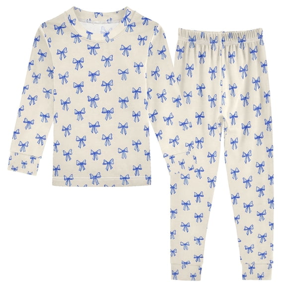 Pajama Blue Bow Cute Comfortable Cotton Two-piece Pajama Set