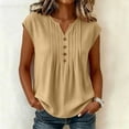 thumbnail image 5 of Sheghy Cotton Tank Top Women 100%Cotton Linen Blend Sleeveless Tee, Casual Fashion Summer Tank Top Khaki S, 5 of 9