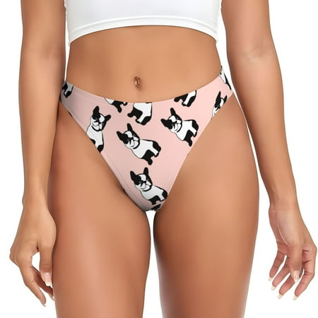 Sigee French Bulldog1 for Women s G-String Panty  Low Rise  Soft Lace Perfect for Everyday Wear or Special Occasions-Large