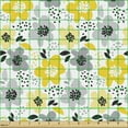 thumbnail image 2 of Floral Fabric by the Yard Upholstery, Abstract Flowers with Many Patterns Dots and Stripes Petals Modern Design, Decorative Fabric for DIY and Home Accents, Grey Black and Yellow by Ambesonne, 2 of 5