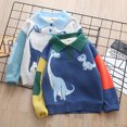 thumbnail image 4 of KYAIGUO 2-7T Toddler Kids Boys Dinosaurs Sweater Cartoon Polar Thick Knit Shirt Baby Winter Lapel Pullover Fleece Sweater, 4 of 8