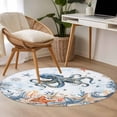 thumbnail image 4 of Octopus Coastal Round Area Rug 3.3Ft Washable Circle Rugs for Dining Room Table, Summer Beach Blue Ombre Coral Starfish Non-Slip Carpet Floor Mats Indoor Outdoor Carpet Runner Aesthetic Home Decor, 4 of 8