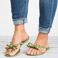 thumbnail image 3 of Modisza Womens Bow Flip Flops Cute Jellies Sandals Flat Summer Beach Thong with Rivets Ladies Slip on Vacation Slide Shoes Size 6.5 Green, 3 of 6