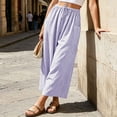 thumbnail image 6 of Miluxas Women's Striped Wide Leg Pants High Waist Drawstring Casual Loose Trousers with Patch Pockets Lightweight Summer Street Vacation Pants Purple, 6 of 7