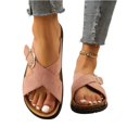 thumbnail image 5 of LTTVQM Womens Slide Sandals Arch Support Platform Open Toe Cork Footbed Flat Sandals Non-Slip Comfortable Adjustable Buckle Slippers for Daily Walking Pink 38(US-7), 5 of 5