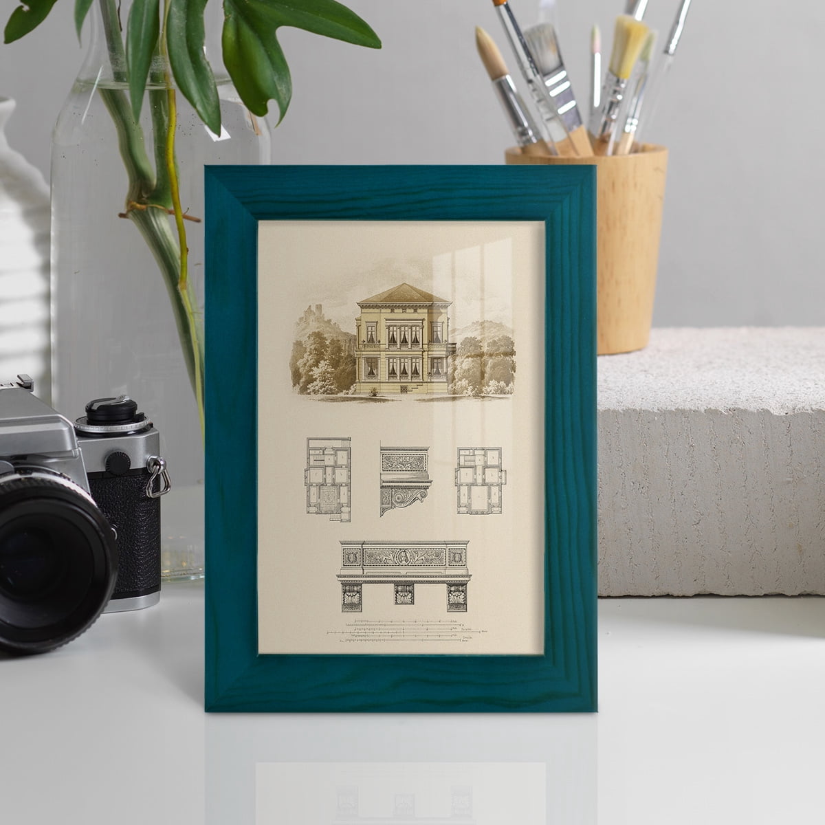Estate and Plan I -Framed Print w/glass-Ocean Blue