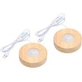 thumbnail image 1 of PATIKIL 3.2 Inch Wooden LED Light Base, 2pcs Wood Light Display Base Stand Lighting with Dimmer for 3D Crystal Glass Aroma Stone Art, 3 Color White Light, 1 of 8