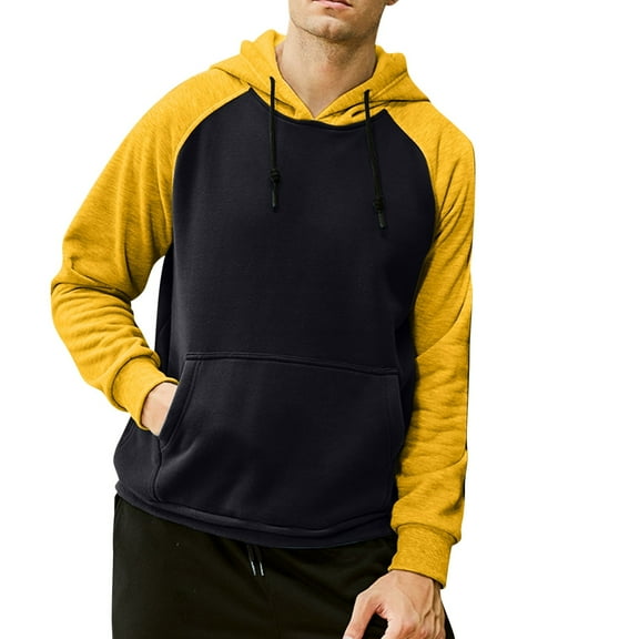 Mens Hoodie Fall Tops Zipper Splicing Large Size Sweater Mens Work Clothing,Black,L