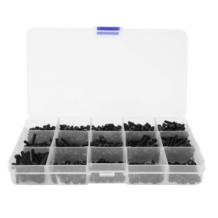 

600 Pcs Nylon Screw Kit M3 5~25mm Pan Head Cross Screw Washer Nut KitBlack