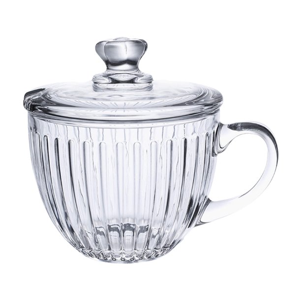 Vaso de vidrio para cereales, tazón de vidrio con tapa, tazón de vidrio para gachas, taza de desayuno con asa, tazón para leche y fruta.