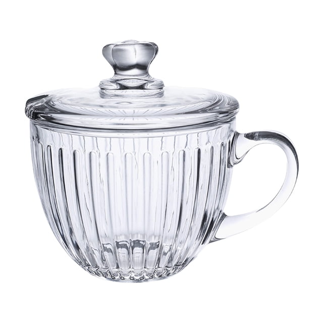 Vaso de vidrio para cereales, tazón de vidrio con tapa, tazón de vidrio para gachas, taza de desayuno con asa, tazón para leche y fruta.